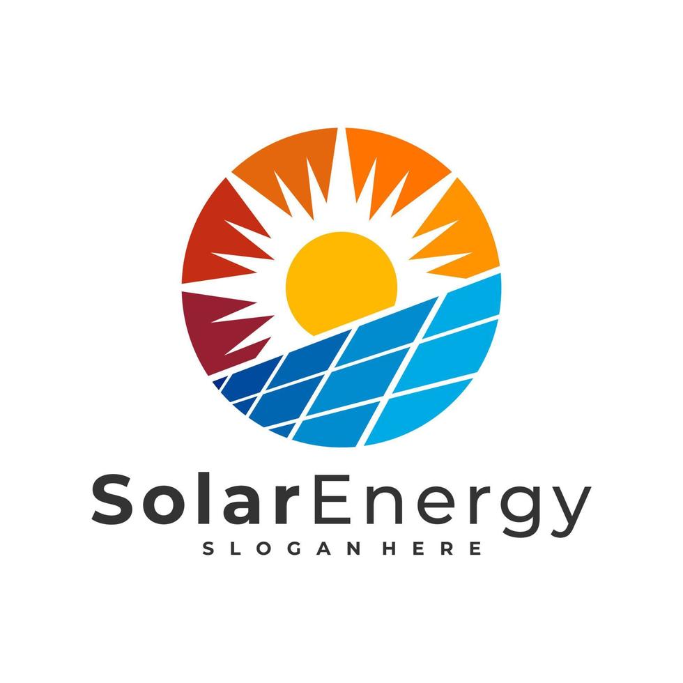 Solarlogo-Vektorvorlage, kreative Sonnenenergie-Logo-Designkonzepte vektor