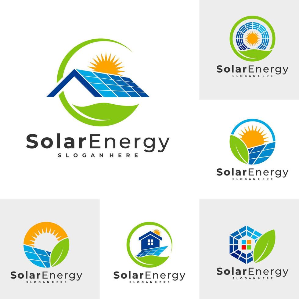 Satz von Natur-Solar-Logo-Vektor-Vorlage, kreative Sonnenenergie-Logo-Designkonzepte vektor