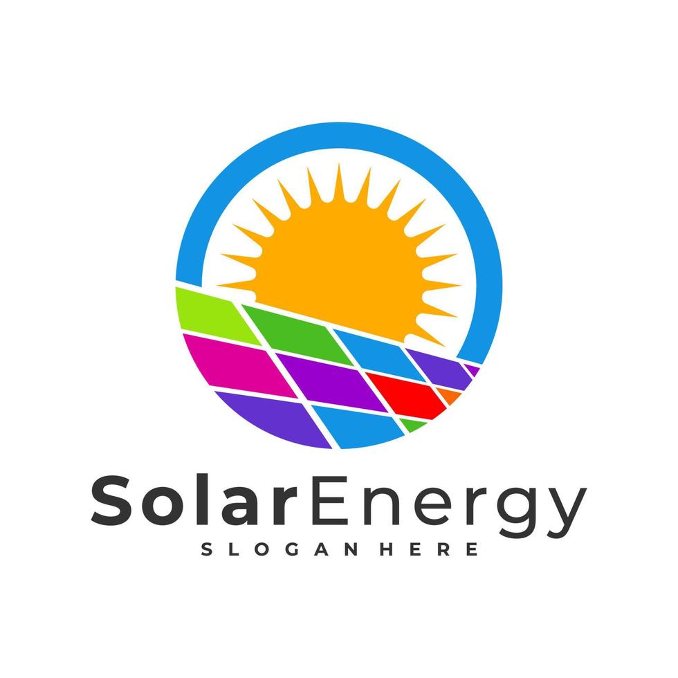bunte Solar-Logo-Vektor-Vorlage, kreative Solar-Panel-Energie-Logo-Design-Konzepte vektor
