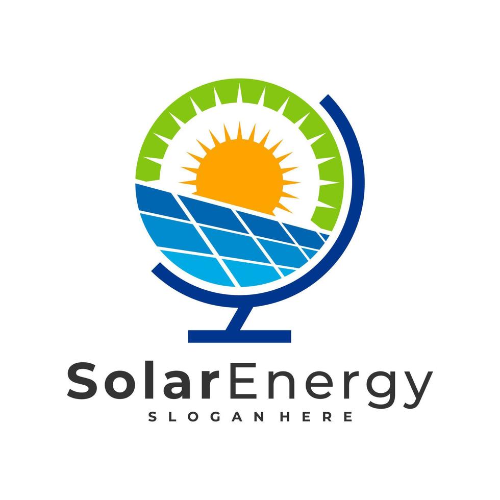 Weltsolarlogo-Vektorvorlage, kreative Sonnenenergie-Logo-Designkonzepte vektor