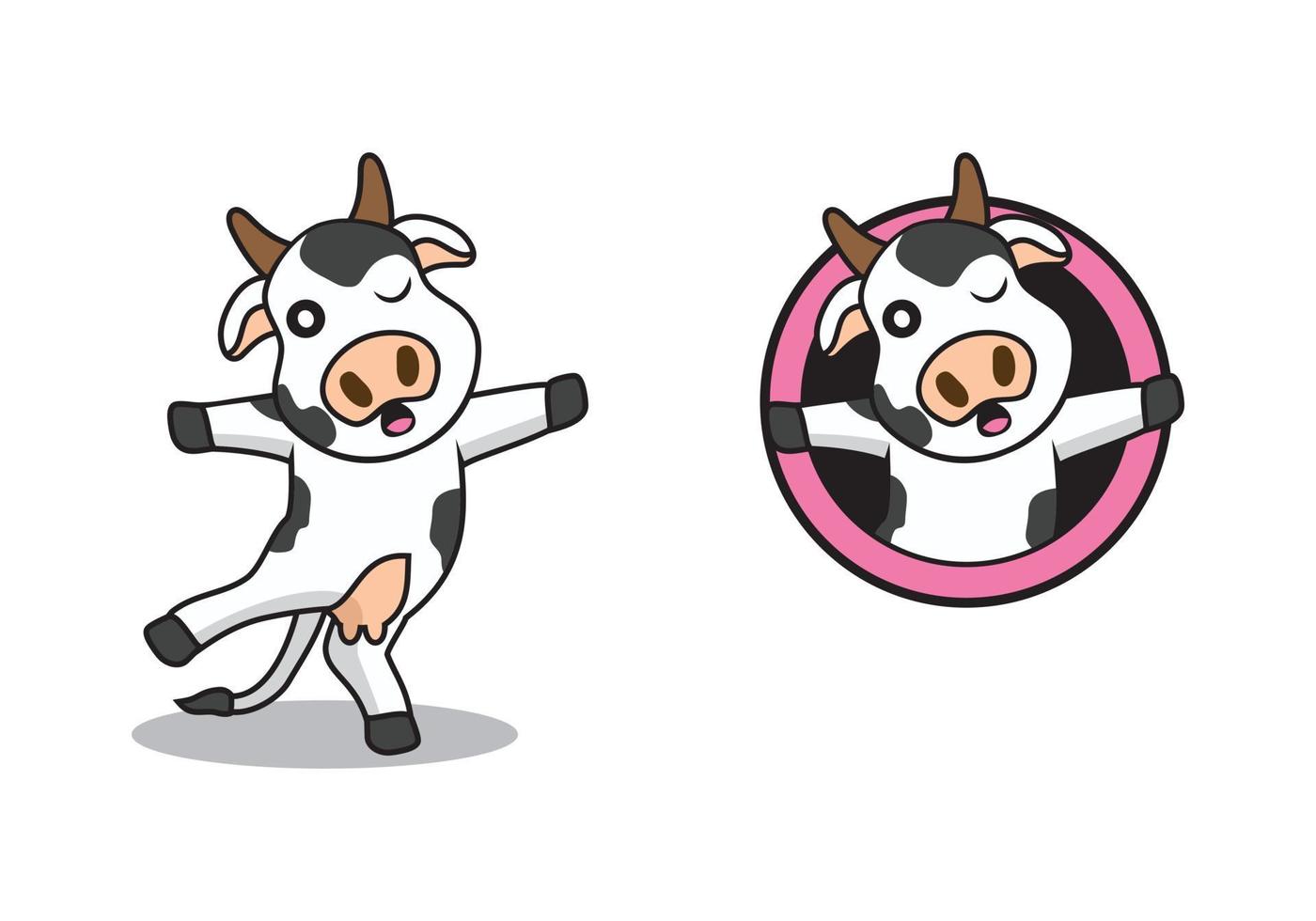 niedliche Kuh-Cartoon-Charakter-Designillustration vektor