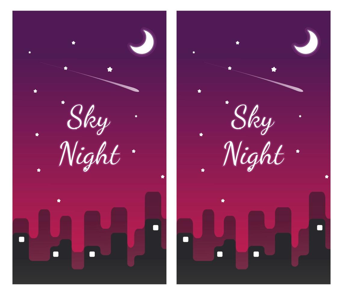 roter Himmel in der Nacht, Hintergrunddesign für Smartphone, Nachthimmelhintergrund, städtischer Nachthimmel vektor