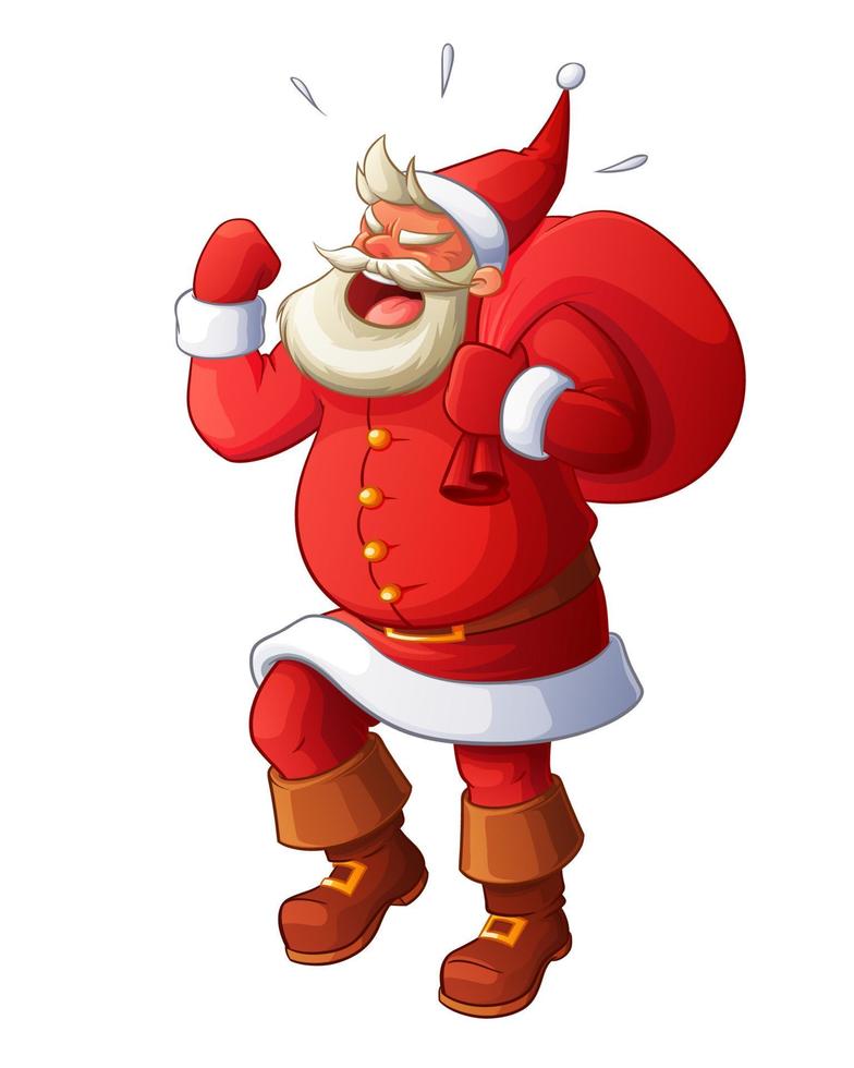 wütender Weihnachtsmann, der schreit, stampft und mit der Faust wedelt. Cartoon-Stil-Vektor-Illustrationen auf weißem Hintergrund. vektor