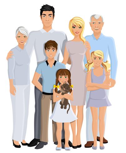 Familiengeneration Porträt vektor