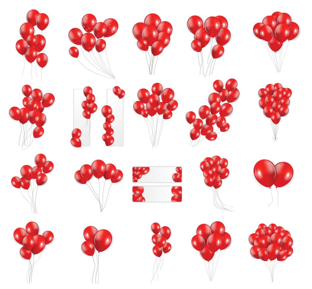 stor uppsättning röda ballonger, vektorillustration vektor