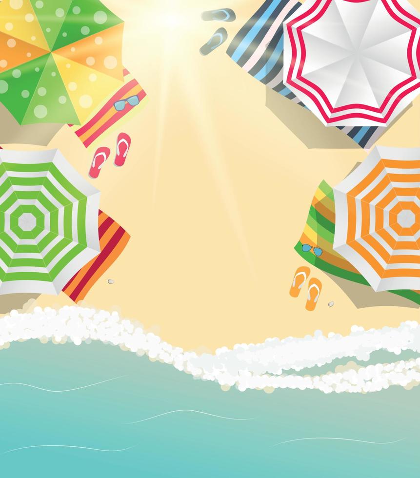 Sommerzeit Hintergrund. sonniger Strand in flacher Design-Stil-Vektor-Illustration vektor