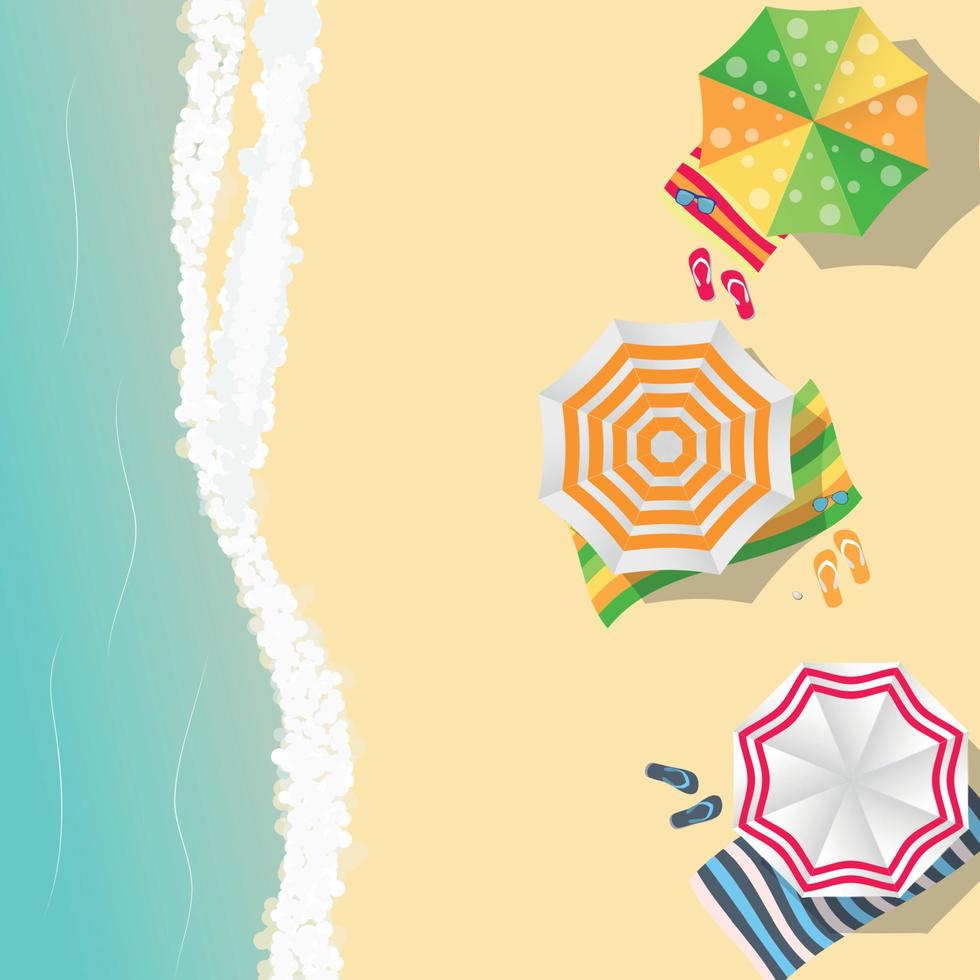 Sommerzeit Hintergrund. sonniger Strand in flacher Design-Stil-Vektor-Illustration vektor
