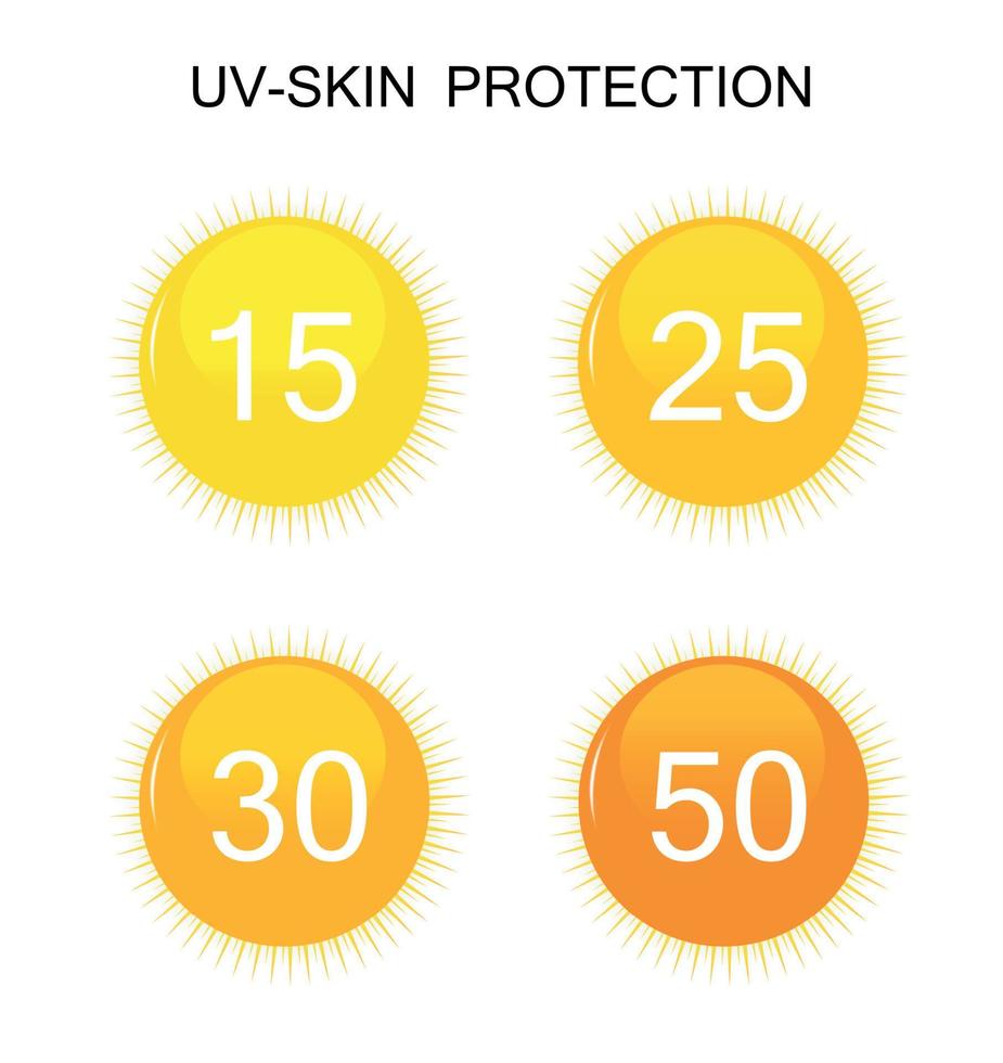 UV-skydd sol tecken ikon samling set. vektor illustration