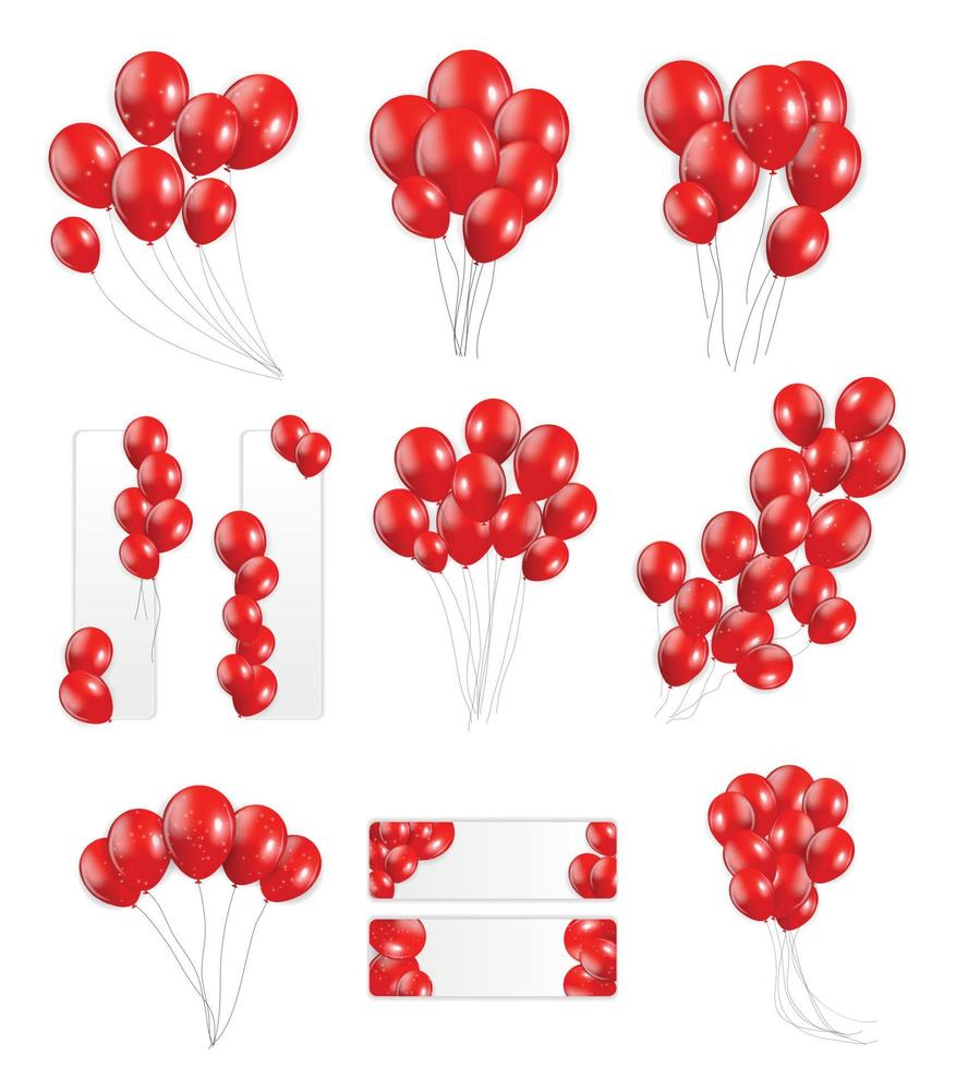 stor uppsättning röda ballonger, vektorillustration vektor