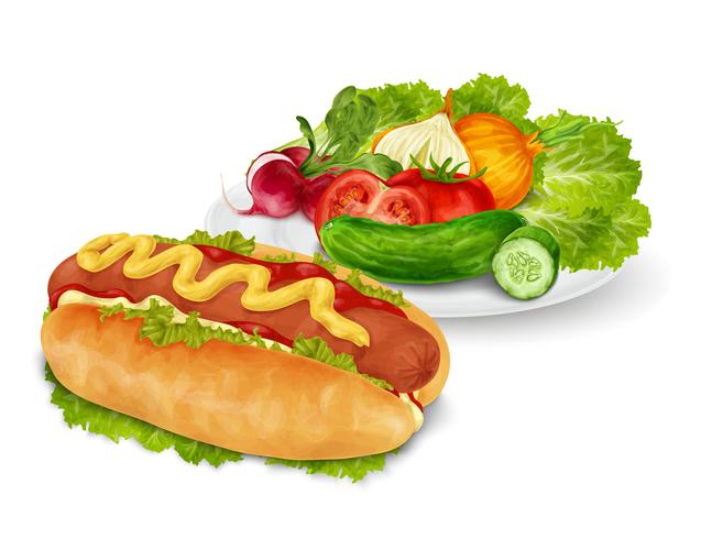 Hot Dog mit Gemüse vektor