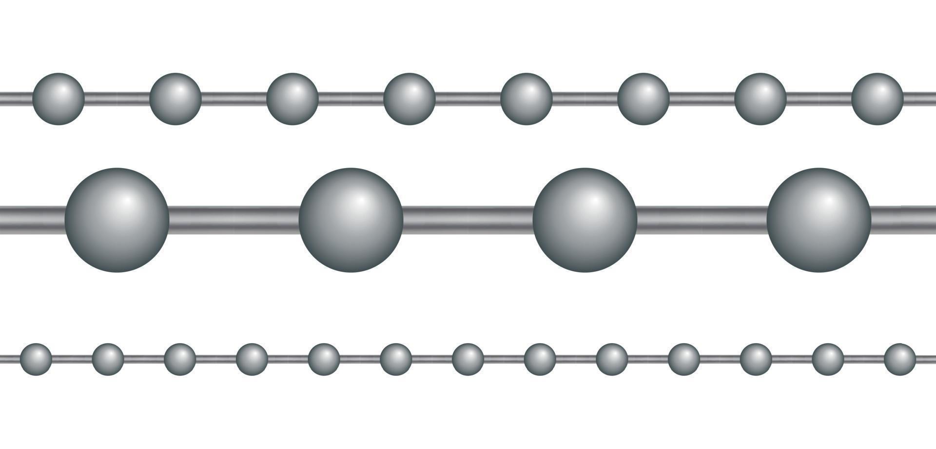 naturalistisk 3d-uppsättning av kedja av silver och stålfärg. vektor illustration