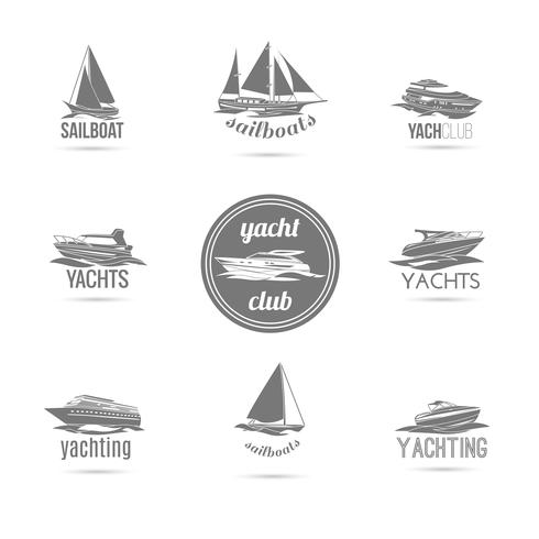 Båtar ikoner uppsättning vektor