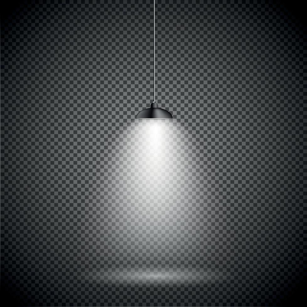 ljus med belysning spotlights lampa med transparenta effekter på en rutig mörk bakgrund. . tomt utrymme för din text eller ditt objekt vektor