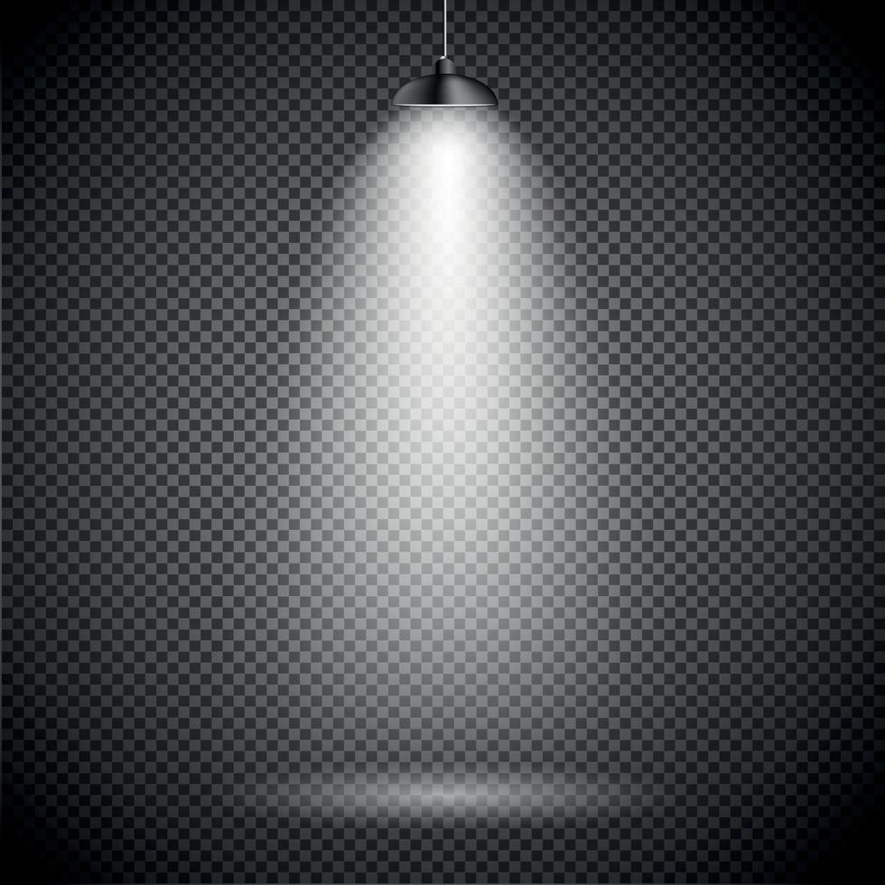 ljus med belysning spotlights lampa med transparenta effekter på en rutig mörk bakgrund. . tomt utrymme för din text eller ditt objekt vektor
