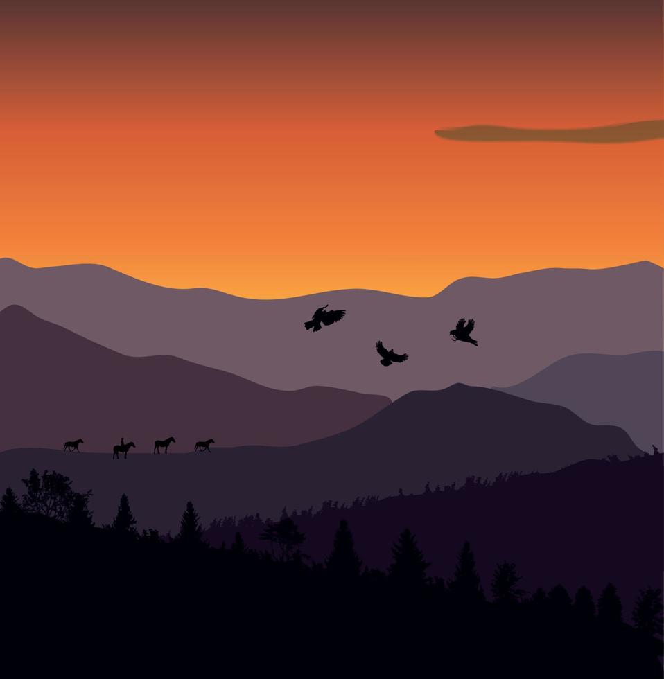 Bild Berge, Landschaft, Bäume. abstrakte Öko-Banner. Vektor-Illustration. vektor