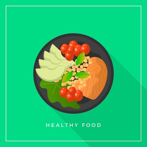 Flat Healthy Meals Mat Vector Illustration