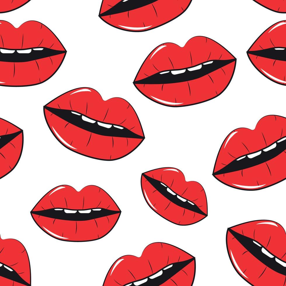 Lippen nahtlose Muster Hintergrund im Pop-Art-Stil-Vektor-illustration vektor