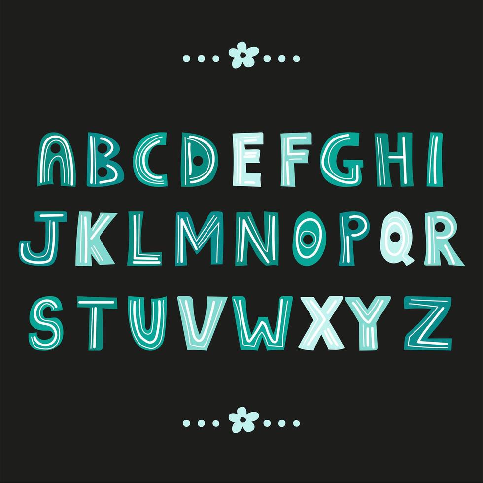 Buchstaben des Alphabets. Hand gezeichneter Vektorsatz lokalisiert auf dunklem Hintergrund. vektor