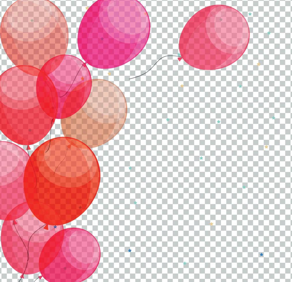 glänzende alles Gute zum Geburtstagballons auf transparenter Hintergrundvektorillustration vektor