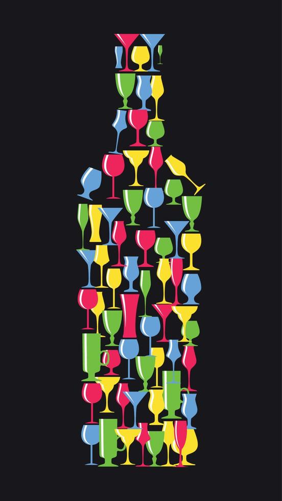 Weinflasche aus alkoholischem Glas Silhouette Vektor-Illustration vektor