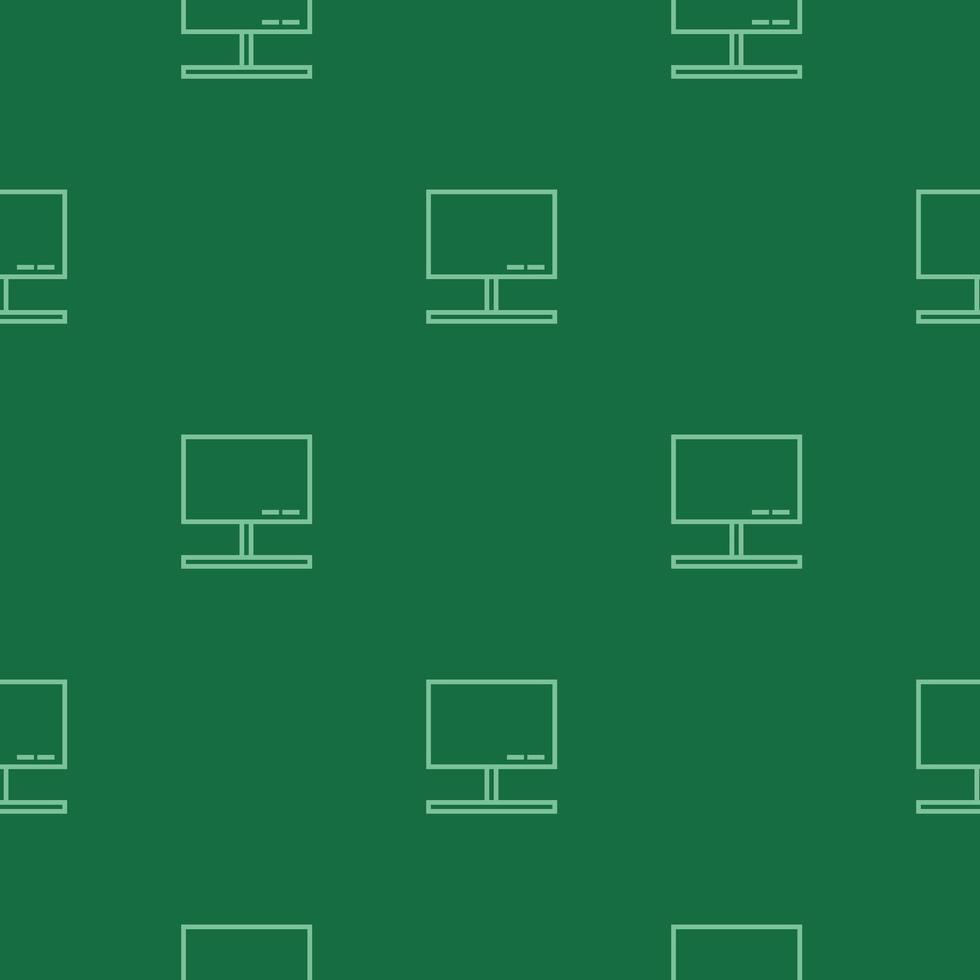 Linie Computermonitor Symbol isoliert nahtlose Muster auf grünem Hintergrund vektor