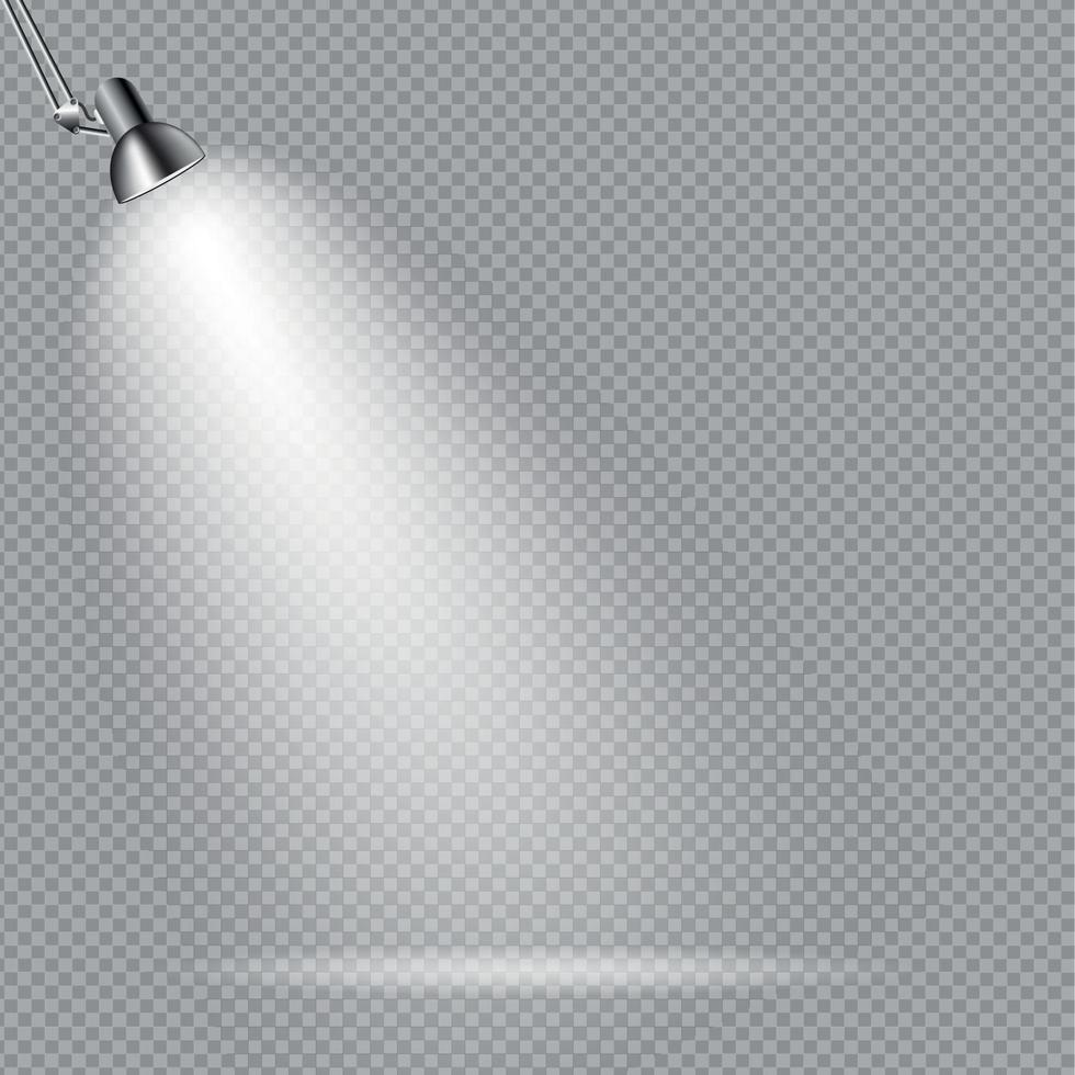hell mit Beleuchtung Strahler Lampe mit transparenten Effekten auf einem karierten dunklen Hintergrund. . leerer Platz für Ihren Text oder Ihr Objekt vektor