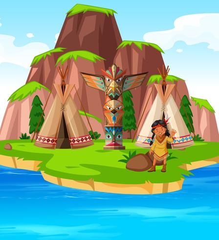 Indianer auf der Insel vektor