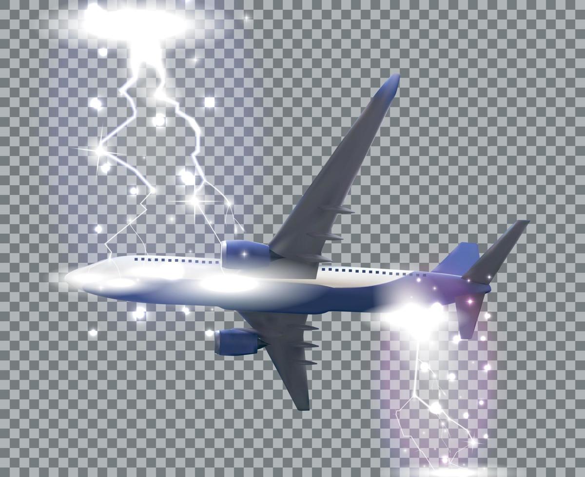 naturalistiska flygplan flyger på en transparent bakgrund. sidovy underifrån. vektor illustration