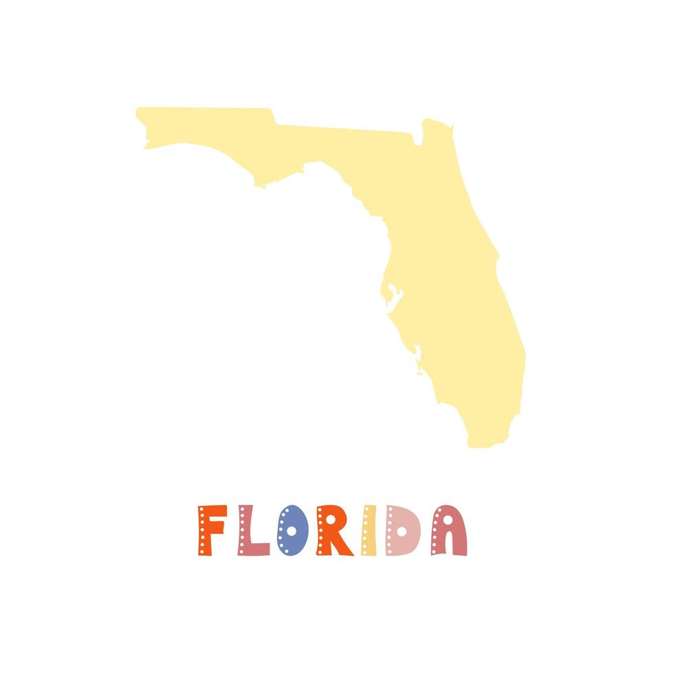 USA-Sammlung. Karte von Florida - gelbe Silhouette vektor