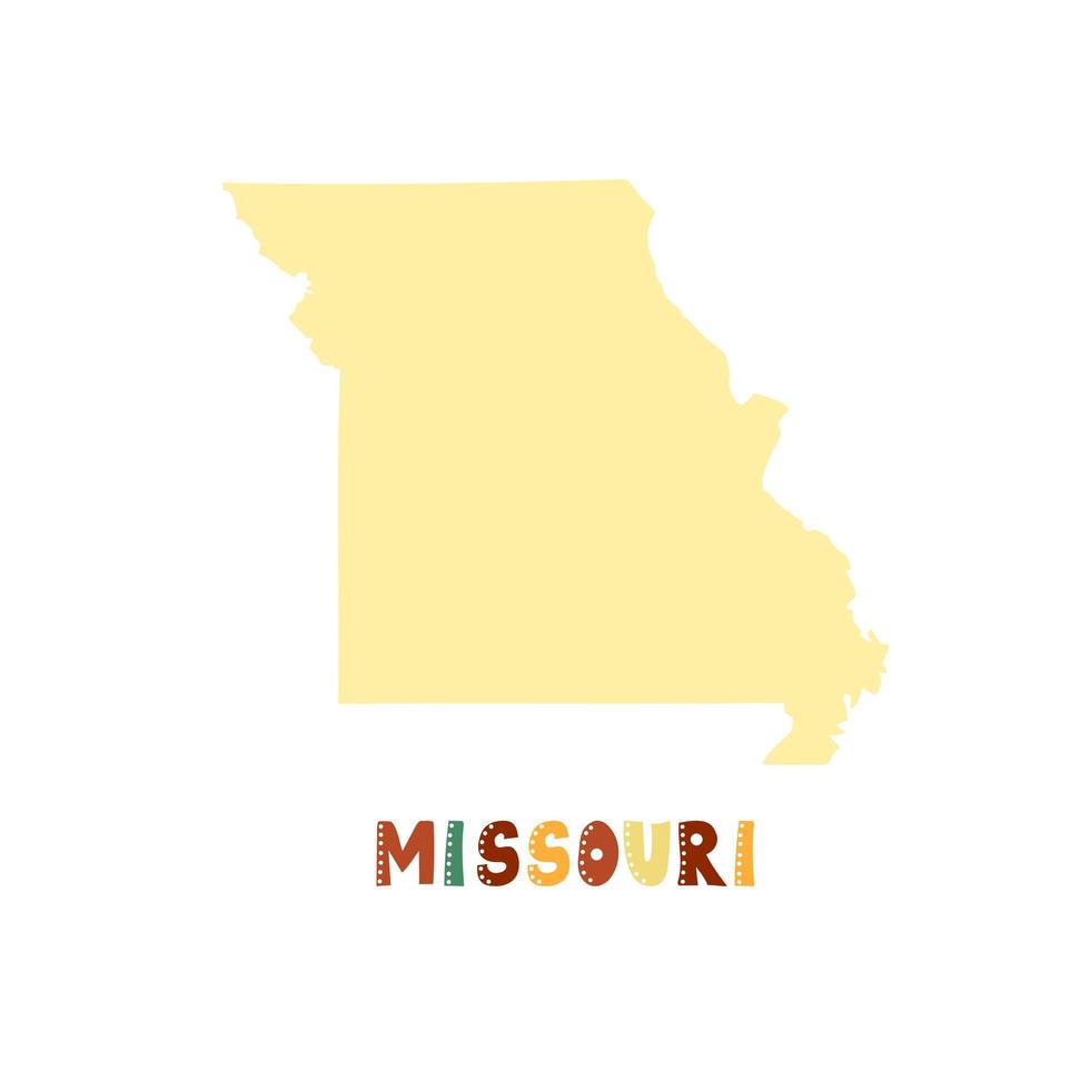 usa samling. karta över Missouri - gul siluett vektor