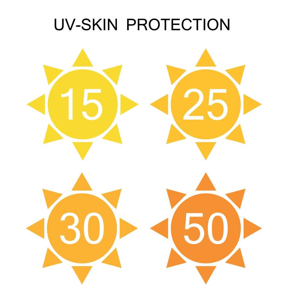 UV-Schutz Sonnenzeichen Icon Collection Set. Vektor-Illustration vektor