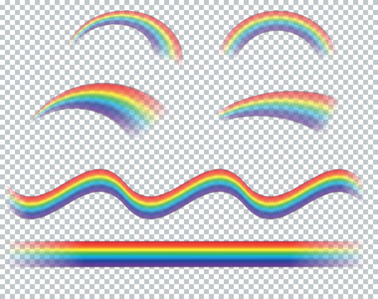 bunter realistischer mehrfarbiger Regenbogen. natürliches bogenförmiges Phänomen am Himmel. Vektor-Illustration vektor