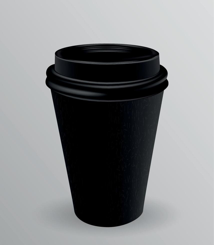 schwarzer Pappbecher für heißen Kaffee. Vektor-Illustration vektor