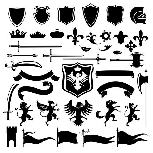 Heraldisches Set schwarz vektor