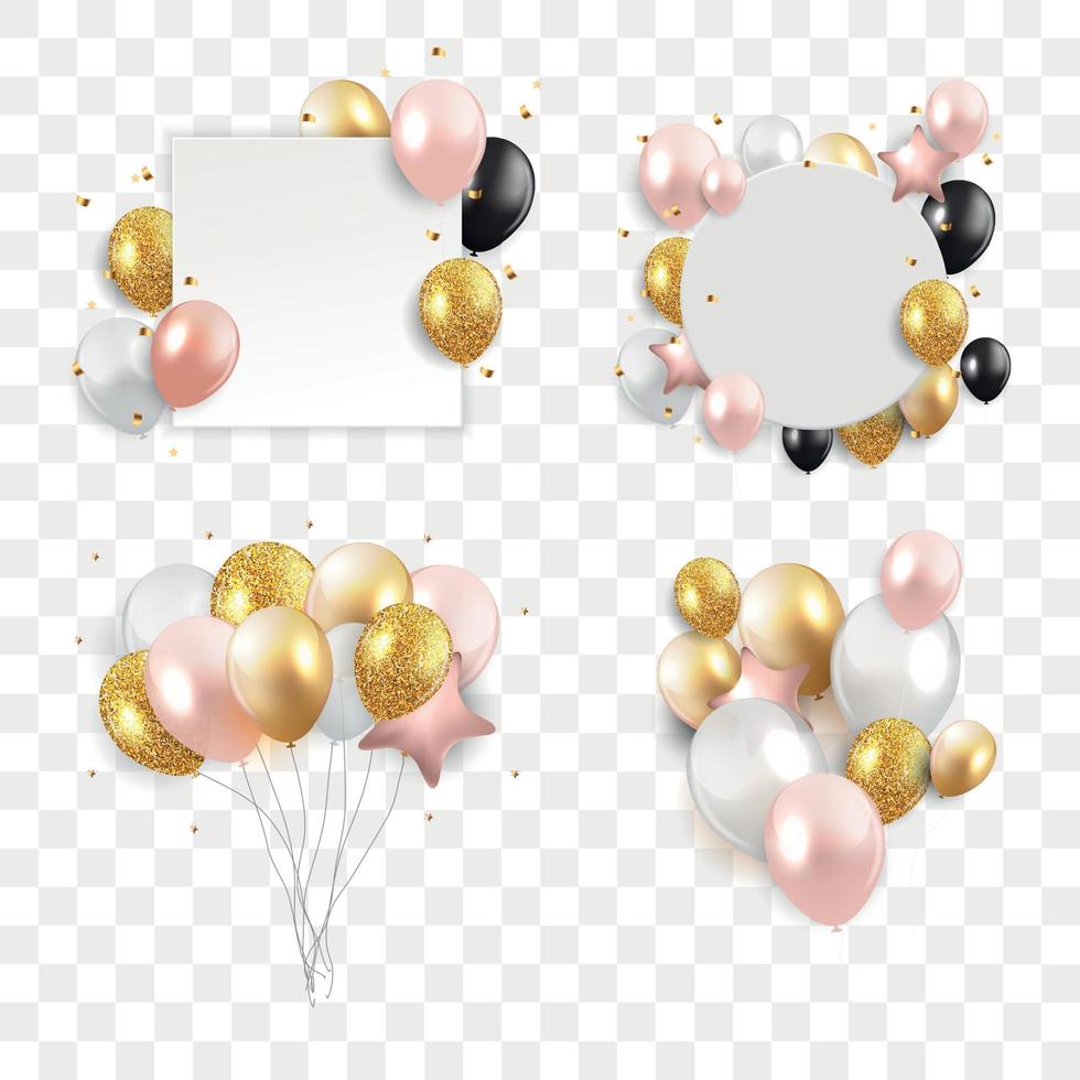 glänsande grattis på födelsedagen koncept med ballonger isolerad på transparent bakgrund. vektor illustration