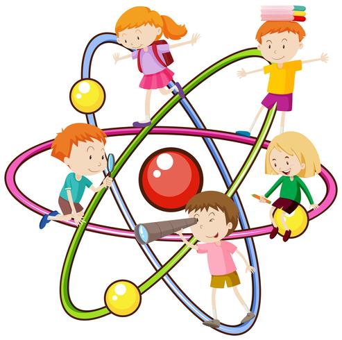 Barn och atomsymbol vektor