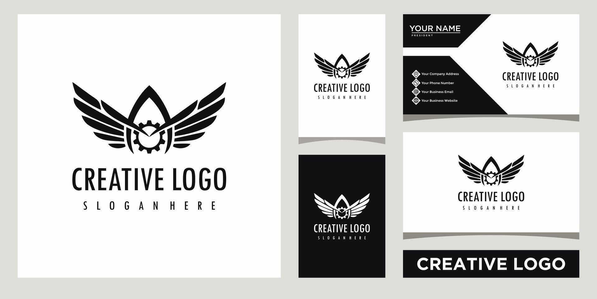 bil reparera och service logotyp design mall med företag kort design vektor