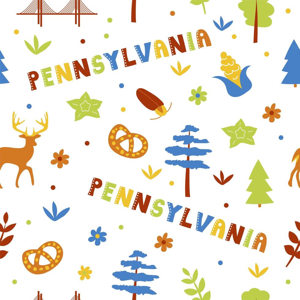 USA-Sammlung. Vektor-Illustration von Pennsylvania-Thema. Zustandssymbole vektor