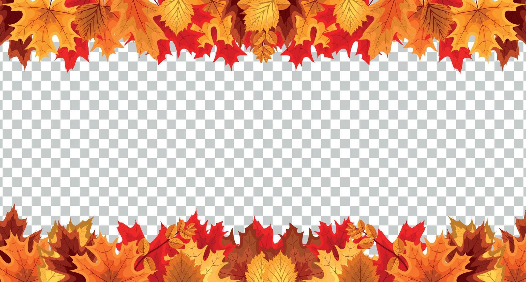 Herbstlaub Rahmen mit Raumtext auf transparentem Hintergrund. kann für Erntedankfest, Erntefeiertag, Dekoration und Design verwendet werden. Vektor-Illustration vektor