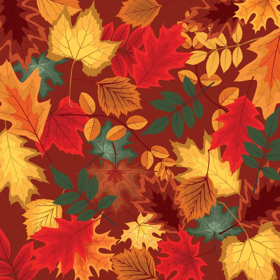 naturalistische mehrfarbige Herbstblätter, die schön auf dem Hintergrund angelegt sind. Vektor-Illustration vektor