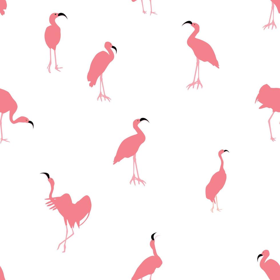 bunter rosa Flamingo isoliert auf weißem Hintergrund. nahtloses Muster. Vektor-Illustration vektor