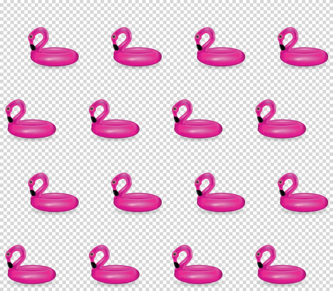 aufblasbarer Kreis zum Schwimmen und Entspannen auf See rosa Flamingo aufblasbares nahtloses Muster auf transparentem Hintergrund. Vektor-Illustration vektor