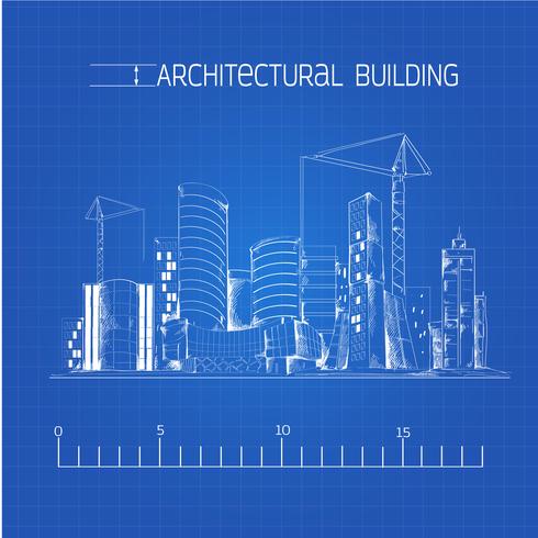 Arkitektonisk byggnadsblåkopi vektor