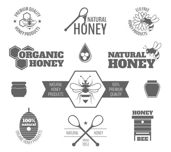 Bee honung etikett svart vektor