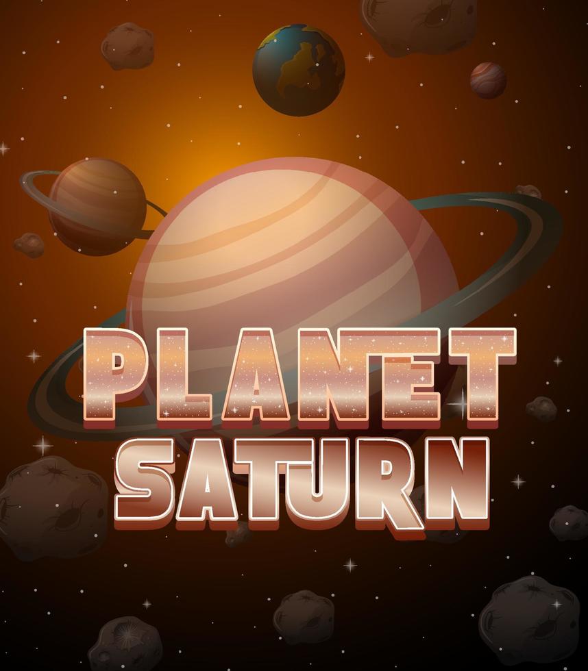 planet saturnus word logotyp affisch vektor