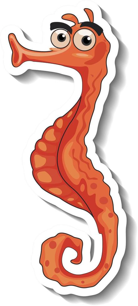 Seepferdchen-Meerestier-Cartoon-Aufkleber vektor