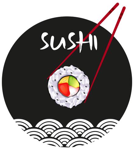 Aufkleberdesign mit Sushi vektor