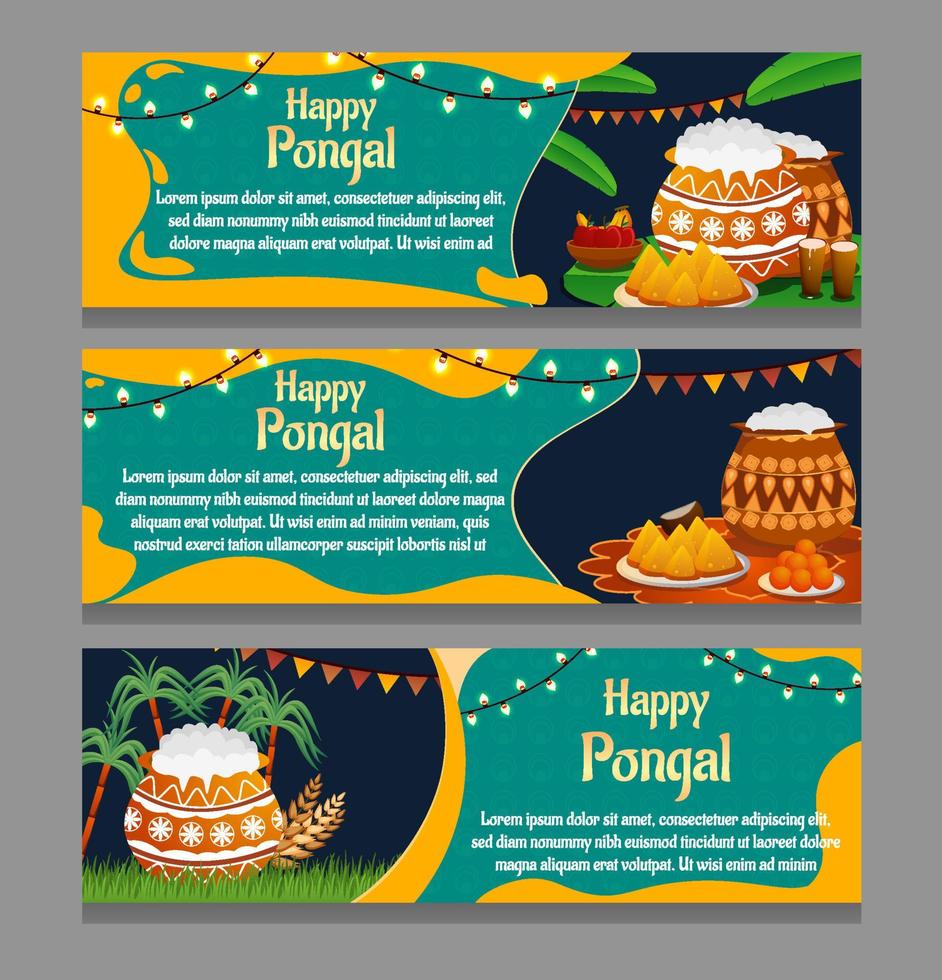 uppsättning glada pongal banners vektor