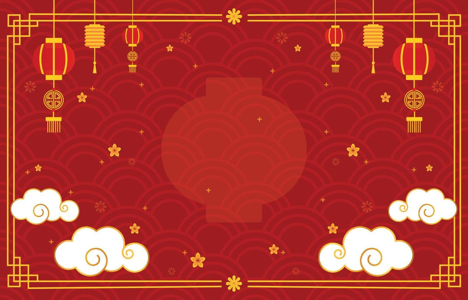 kinesiska nyåret bakgrund med lykta dekoration vektor
