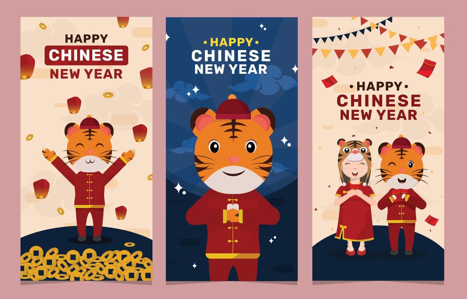kinesiska nyåret av tiger banner samling vektor